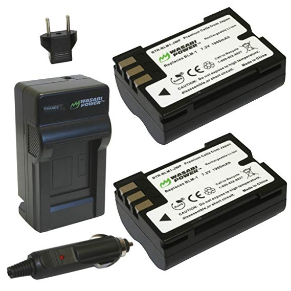 Wasabi Power Battery (2-Pack) and Charger for Olympus BLM-1, BLM-01, PS-BLM1 and Olympus C-5060, C-7070, C-8080, E-1, E-3, E-30, E-520, EVOLT E-300, E-330, E-500, E-510