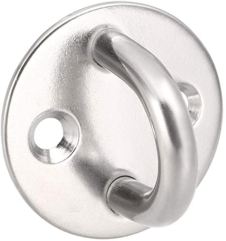 uxcell Stainless Steel Ceiling Hook Pad Eye Plate Hardware 50mmX34mm Staple Hooks Loop Wall Mount 3Pcs