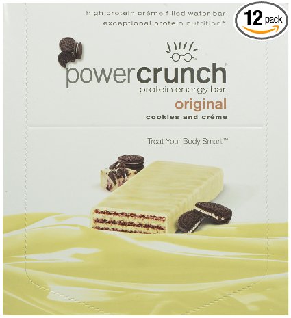 Power Crunch High Protein Energy Snack Cookies and Creme 14-Ounce Bars Pack of 12