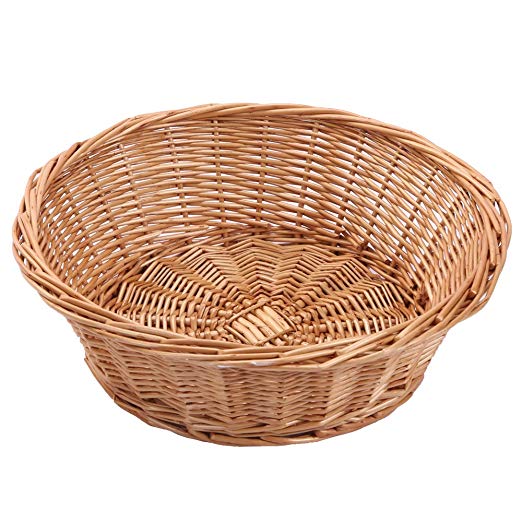 Kingwillow, Wicker Basket Fruit Bread Tray Storage Basket, Fruit bowl, Round Stackable Basket, 2 Pieces.
