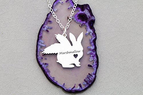 Pet Rabbit Bunny Memorial Loss Necklace - IBD - Personalize with Name or Date - Choose Chain Length - Pendant Size - Sterling Silver 14K Rose Gold Charm - Ships in 1 Business Day