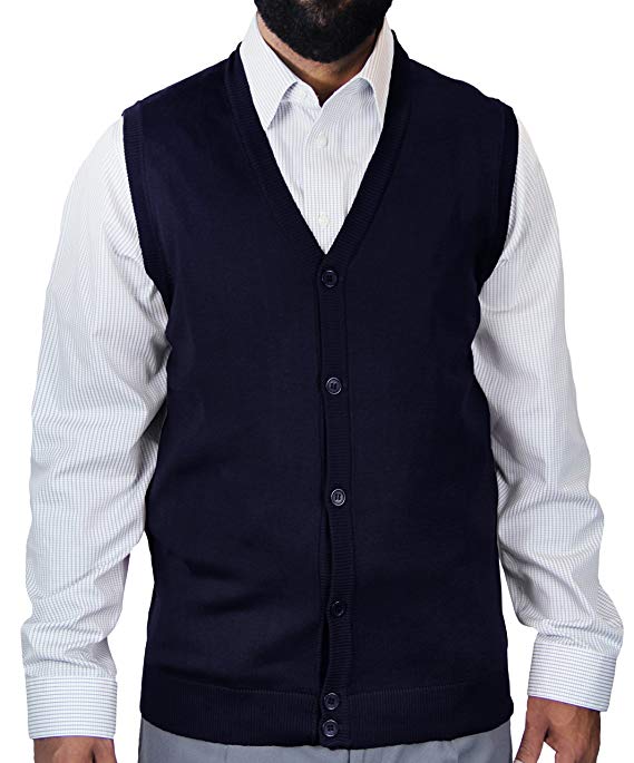 Blue Ocean Solid Color Cardigan Sweater Vest