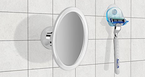 Fogproof Shower Mirror with Rotating Locking Suction and BONUS Razor Holder | No Fog mirror with 360° Degree Swivel