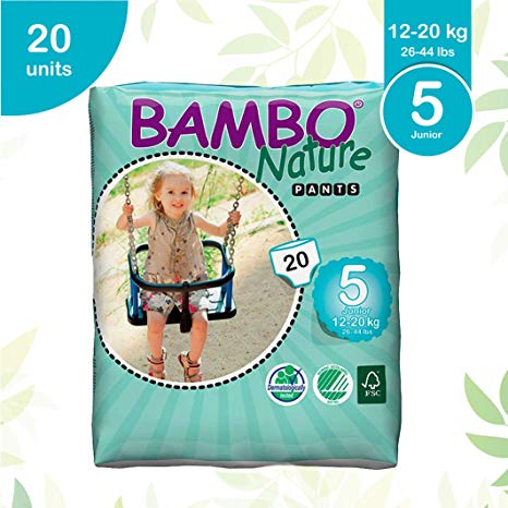 Bambo Nature Eco Friendly Baby Training Pants Classic for Sensitive Skin, Size 5 (26-44 lbs), 20 Count