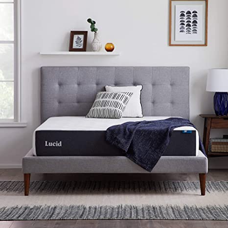 LUCID 10 Inch Memory Foam Plush Feel – Gel Infusion – Hypoallergenic Bamboo Charcoal – Breathable Cover Bed Mattress Conventional, King, White