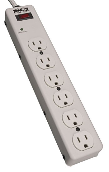 Tripp Lite 6 Outlet Surge Protector Power Strip, 6ft Cord, Metal, & $5K INSURANCE (TLM606)