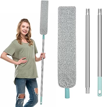 Vicloon Gap Cleaning Duster, Reusable Dust Cleaner with Long Handle, Flexible Telescopic Dust Brush, Microfiber Hand Duster Cleaning Tool for Home Bedroom Kitchen Bathroom