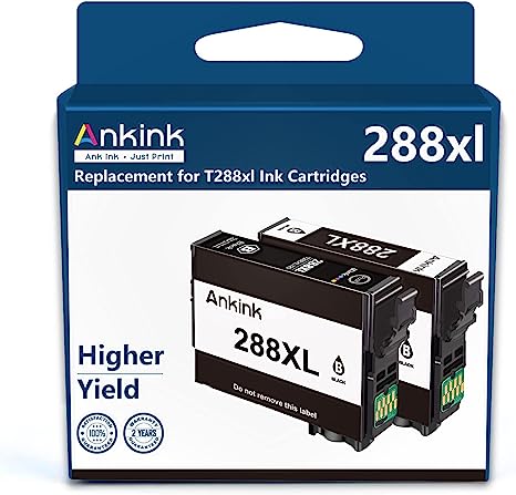 Ankink Remanufactured Ink Cartridge Replacement for Epson 288XL 288 XL Fit for Expression XP-330 XP-340 XP-430 XP-434 XP-440 XP-446 Printer Black Combo (2 Black 2-Pack)