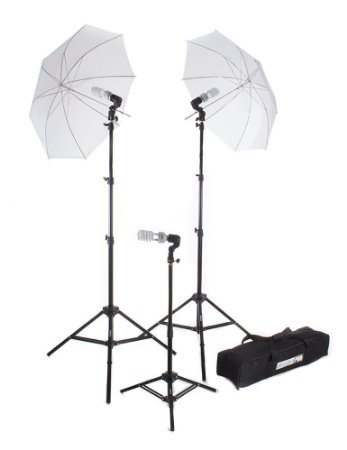 StudioPRO 675W Triple Translucent Umbrella Continuous Bright Lighting Kit for Photo Photography Film and Video Studio - Set of 3