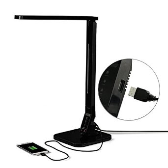 LED Desk Lamp, LeFun™ Dimmable Eye-caring Table Lamp with 5V/1.5A USB Charging Port (4 Lighting Modes, 5-Level Dimmer, Touch-Sensitive Control Panel, 1-Hour Auto Timer) Piano Black