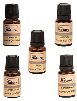 Pure Source India Essential Oil Aroma Oil 5 in One Pack (Lemon Grass, Lavender, Jasmine, Rose, Sandal Wood 10 ML Each.