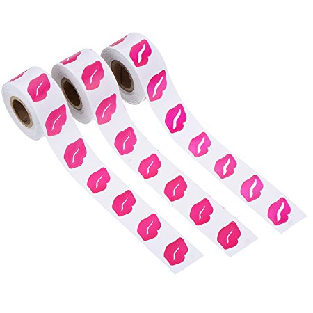 Satinior 3 Rolls Perforated Lip Stickers for DIY Decorating Crafting, Rosy Color, Totally 1200 Stickers