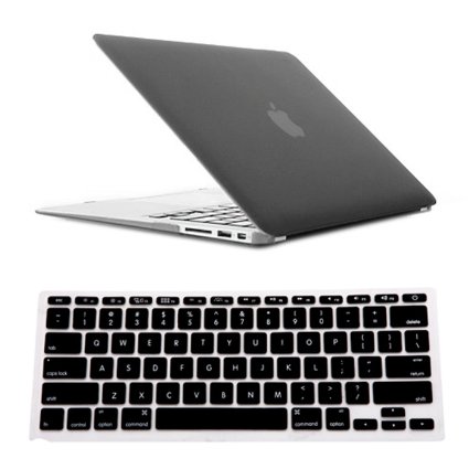 HDE Macbook Air 11 Case Hard Shell Cover Solid Matte   Keyboard Skin for Apple Mac Air 11.6" fits Model A1370 / A1465 (Gray)