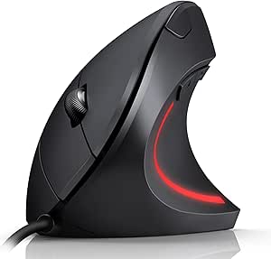 Ergonomic Mouse, Vertical Mouse with 6400 DPI, Silent Mouse Plug & Play, Optical Mouse with Forward Backward Shortcut Keys, Wired Mouse for Laptop, Computer, Desktop, PC, MacBook(Black)