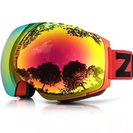 ZIONOR Lagopus X4 Ski Snowboard Goggles Anti-fog Magnet Lens-swapping Tech 100% UV400 Protection Smooth Air-flow Panoramic View Adjustable Strap for Skiing Snowboarding Unisex