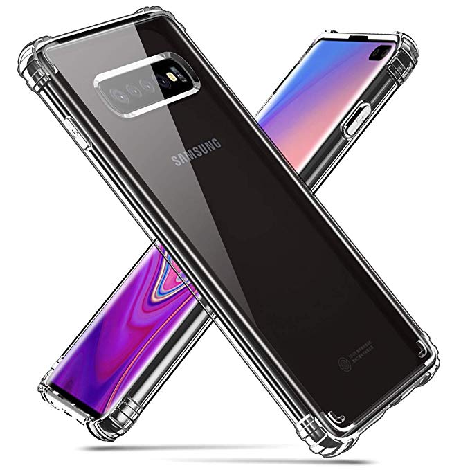 Hocase Galaxy S10 Plus Case, SM-G975 Case, Shock Absorption TPU Rubber Bumper Corners Anti-Scratch Clear Hard Back Hybrid Slim Protective Case for Samsung Galaxy S10 Plus 2019 - Crystal