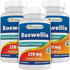 Best Naturals Boswellia Serrata Joint Health 250 mg 120 Capsules - Standardized to 65% Boswellic Acid (120 Count (Pack of 3))