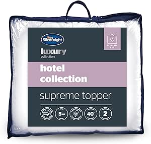 Silentnight Hotel Collection Mattress Topper Single Bed - Luxury Soft Silky Comfortable 5cm Thick Deep Mattress Protector Pad Cover with Deep Fit Elasticated Straps - Single - 190x90cm