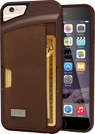 iPhone 6/6s Wallet Case - Genuine Leather Q Card Case for iPhone 6/6s (4.7") by CM4 - Ultra Slim Protective Phone Cover - Brown