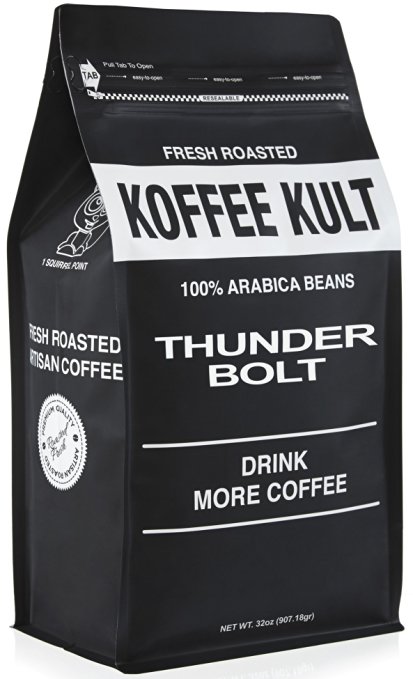 Thunder Bolt Coffee 2 Pound Ground French Roast Colombian - Ideal for French Press, Drip Coffee from Koffee Kult - Packaging May Vary
