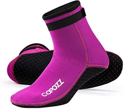 COPOZZ Diving Socks 3mm Neoprene Beach Water Socks, Surfing Thermal Flexible Kayaking Anti Slip Wetsuit Boots for Rafting Snorkeling Swim Sailing for Youth Men Women