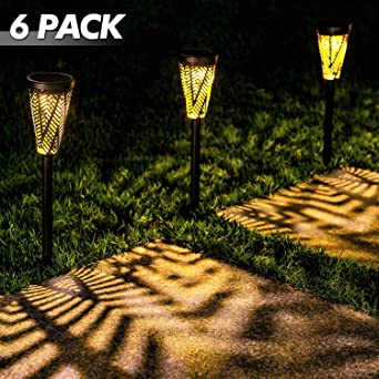 LeiDrail Solar Pathway Lights Outdoor Garden Path Light Spider Web Decorative Warm White LED Black Metal Stake Landscape Lighting Waterproof for Yard Patio Walkway Lawn In-Ground Spike - 6 Pack