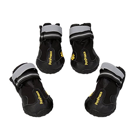 Joopee Waterproof Pet Boots for Medium and Large Dogs 4PC Black