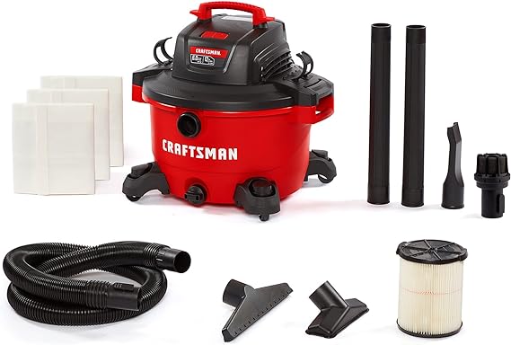 Craftsman CMXEVBE17594 12 Gallon 6.0 Peak HP General Purpose Wet/Dry Vac, Portable Shop Vacuum with Attachments, 3 Dust Bags and Diffuser