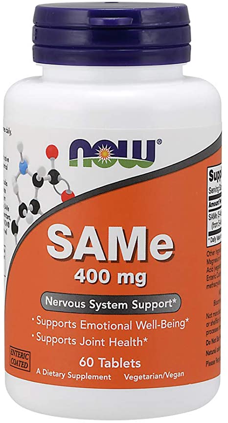 NOW Supplements, SAMe (S-Adenosyl-L-Methionine) 400 mg, Nervous System Support*, 60 Tablets