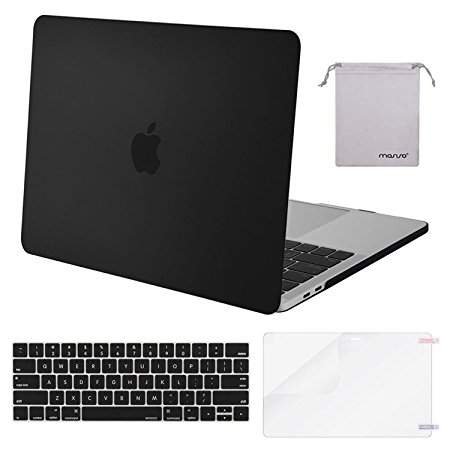 Mosiso MacBook Pro 13 Case 2017 & 2016 Release A1706/A1708, Plastic Hard Case Shell with Keyboard Cover with Screen Protector with Storage Bag for Newest MacBook Pro 13 Inch, Black