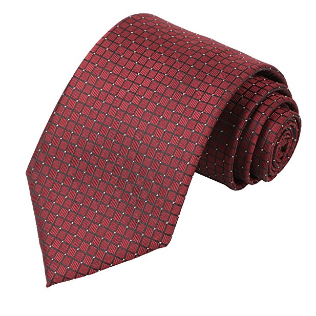 KissTies Mens Pure Color Solid Wedding Tie Check Necktie   Gift Box