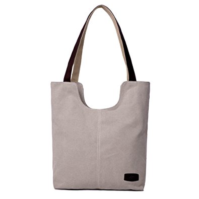 Hiigoo Simple Portable Bags Canvas Tote Bag Casual Shoulder Bag Bigger Handbag
