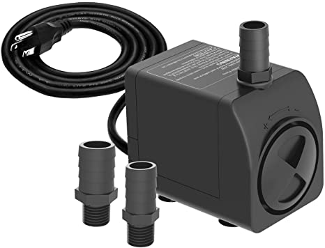 Knifel Submersible Pump 300GPH Ultra Quiet with Dry Burning Protection 5.2ft High Lift for Fountains, Hydroponics, Ponds, Aquariums & More…