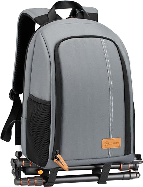 TARION Camera Backpack, Photography Backpack with Large Capacity, Padded Insert, 15'' Laptop Compartment, Professional Waterproof Camera Bag for DSLR SLR Canon Nikon Fuji Sony Cameras (Grey)