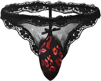 Men's Sissy Thong Underwear Sexy Lace Thongs Lingerie Gay Sex See Through Clothes Panties for Men