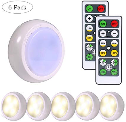 ZHT Under Cabinet Lights,LED Closet Lights,Wall Lights, Battery Operated Lights Stick-Anywhere,Wireless Puck Lights, Stairs Light, Safe Lights, Stick Lights for Kitchen Bathroom Bedroom(White -6 Pack)