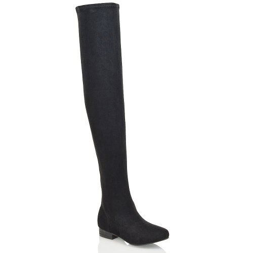 Essex Glam Womens Thigh High Stretch Faux Suede Over The Knee Boots