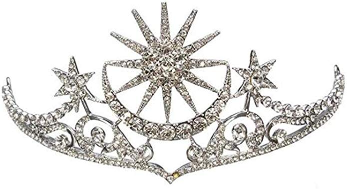 Wiipu Queen Princess Leaves Rhinestone Crystal Adult Tiara Crown(A1337)