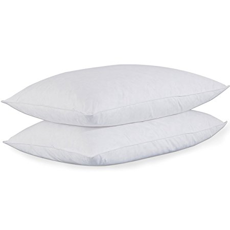 Home Elements Feather and Down Standard/Queen (20-Inch-by-28-Inch) Pillow with Cotton Cover, Set of 2
