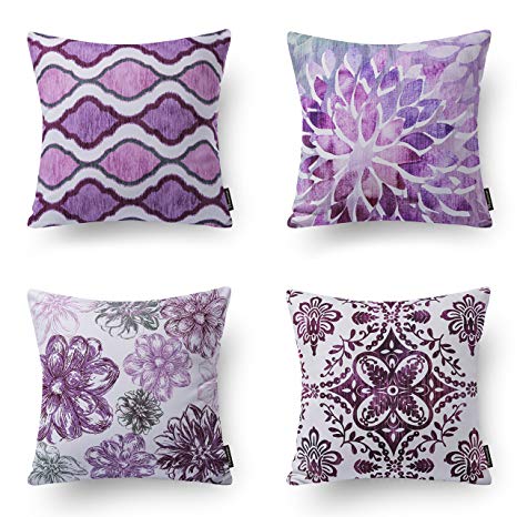 PHANTOSCOPE New Living Series Decorative Purple Throw Pillow Case Cushion Cover 18" x 18" 45cm x 45cm Set of 4