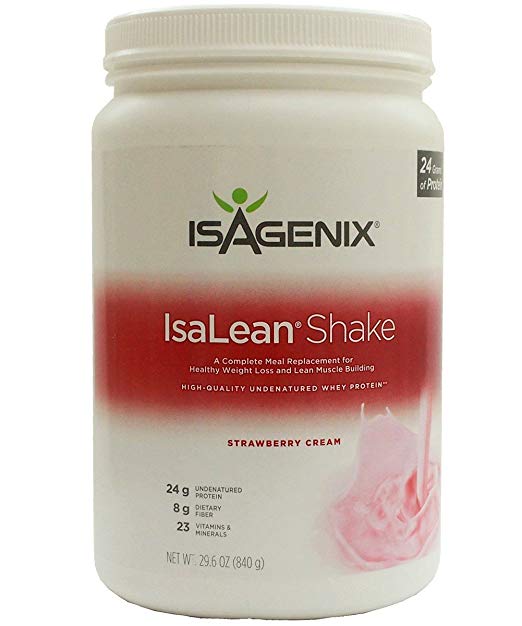 Isagenix Isalean Shake with Flavor Strawberry Cream, 29.6oz/14 Meal Canister