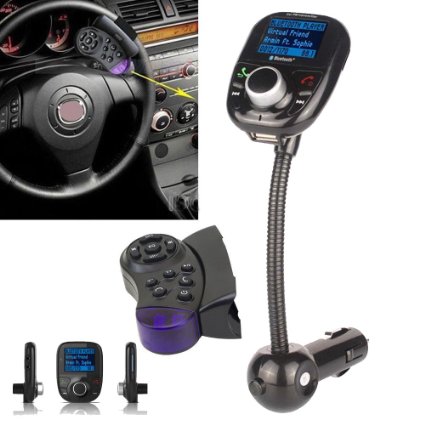 LCD Car Kit MP3 Bluetooth Player Audio FM Transmitter FM Modulator Radio SD MMC USB StereoRemoteSteering Wheel Control
