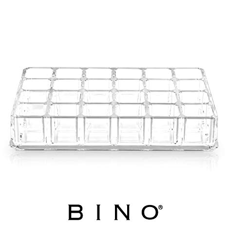 BINO 'Lipstick Junkie' 24 Compartment Acrylic Lipstick Organizer, Clear and Transparent Cosmetic Beauty Vanity Holder Storage