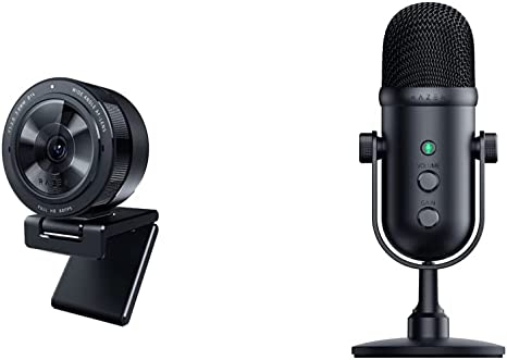 Razer Kiyo Pro Full HD 1080p 60FP Webcam   Seiren V2 Pro Professional-Grade USB Microphone: Streaming Bundle