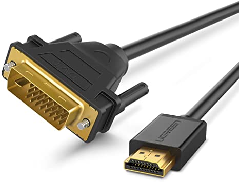 UGREEN HDMI to DVI Cable Bi-Directional DVI-D 24 1 HDMI Type A High Speed Adapter Full HD 1080P Converter Compatible with PC Laptop MacBook PS4 Xbox TV Box DVD Blu-Ray Monitor Display,Gold-Plated(2M)