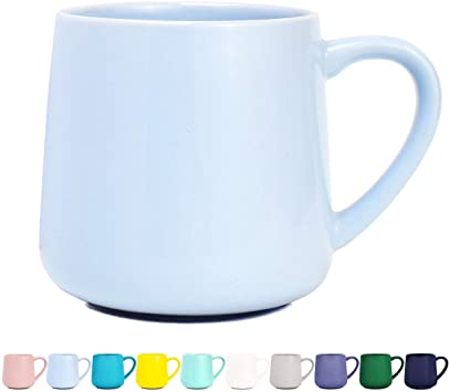 Bosmarlin Glossy Ceramic Coffee Mug, Tea Cup for Office and Home, 18 oz, Suitable for Dishwasher and Microwave(Blue, 1)
