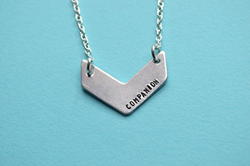 custom COMPANION chevron textured necklace metal stamped aluminum and surgical steel chain