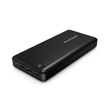 Portable Charger RAVPower Most Compact 26800mAh 3-Port External Battery Pack Power Bank with Most Powerful 5.5A Output, iSmart Technology for iPhone, iPad, Nexus, Galaxy and Tablets - Black