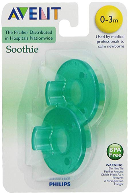 Philips 2 Pack AVENT Soothie Pacifier, Green, 0-3 Months