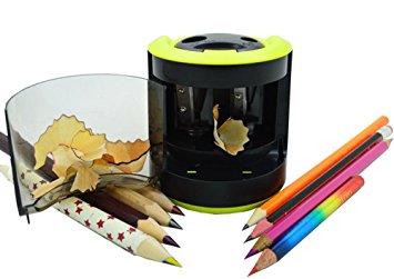 Skyfall Electric Pencil Sharpener with 2 Holes - Replacement Blades Included - Powered by 4 Batteries - For Classroom or Office Heavy Duty Use (6-8 mm and 9-12mm) (Green)